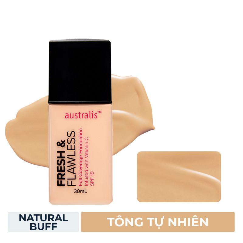 Kem Nền Australis Siêu Nhẹ Tông Hồng Kem Fresh & Flawless Foundation Honeydew 30ml
