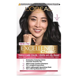  Màu Nhuộm L'Oreal Dưỡng Tóc Phủ Bạc 1 Đen Tự Nhiên Excellence Crème #1 Natural Black 172ml 