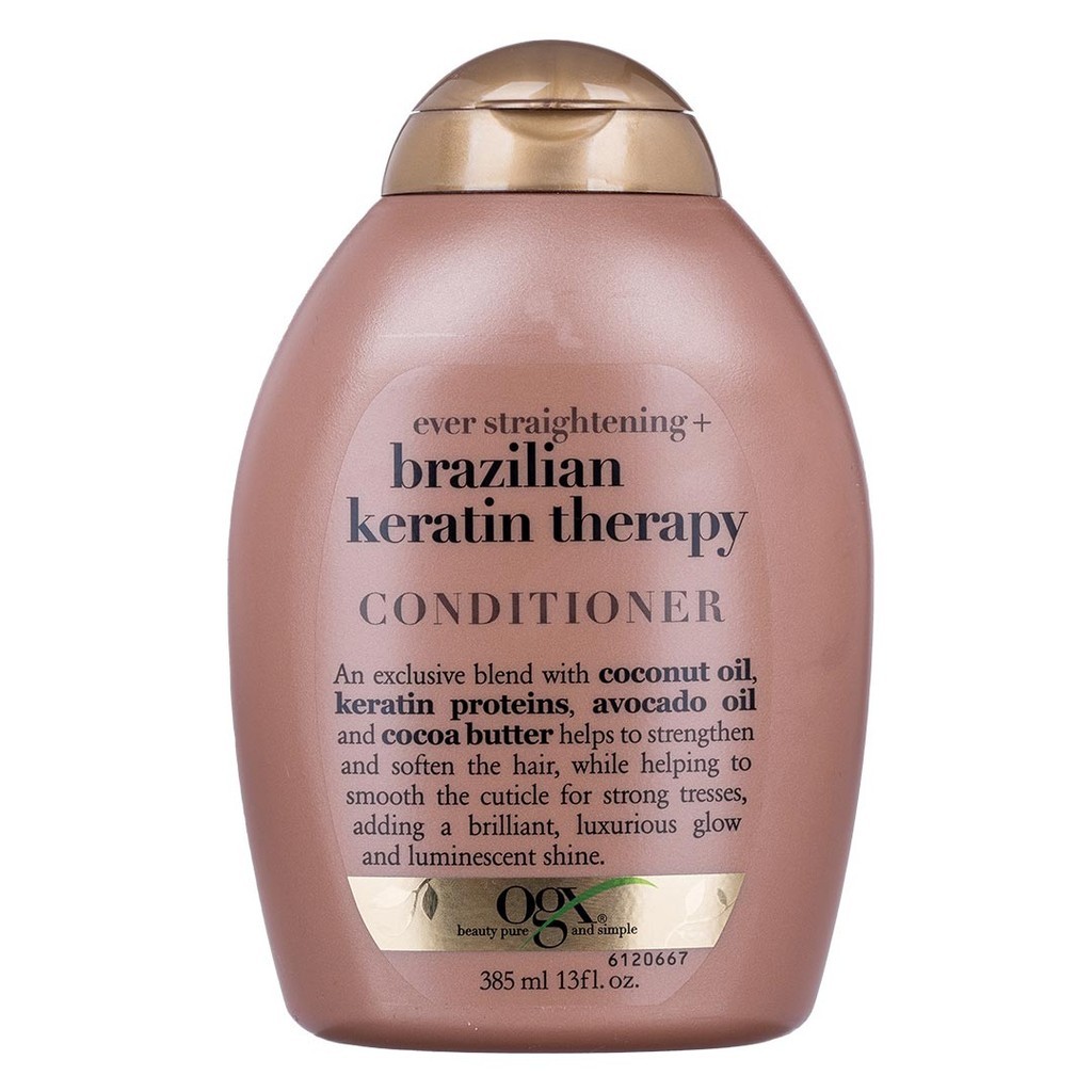 Dầu Xả OGX Keratin Vào Nếp Suôn Mượt Ever Straightening + Brazilian Keratin Therapy Conditioner 385m