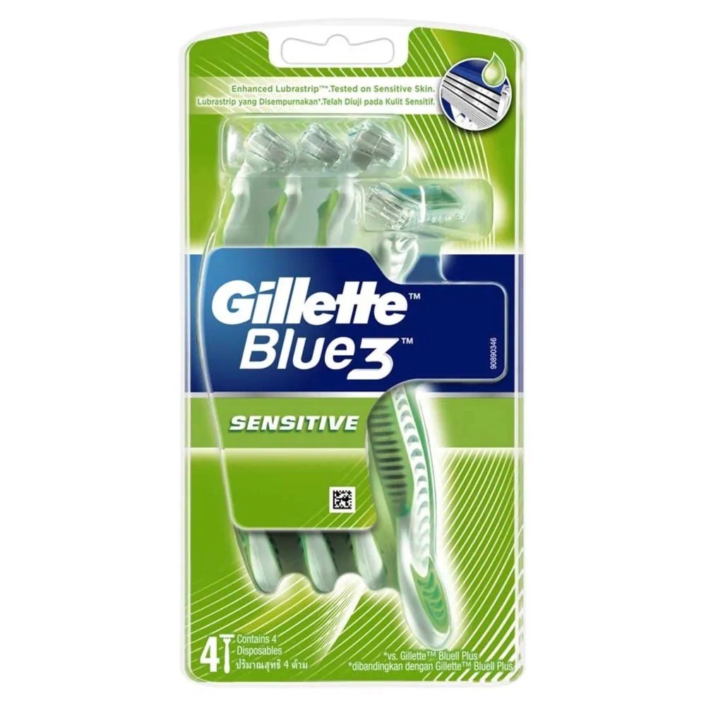 Dao Cạo Râu Gillette Blue 3 Sensitive 3 Lưỡi (4 Cây) Blue 3 Sensitive Hasaki Sản Phẩm Chính Hãng