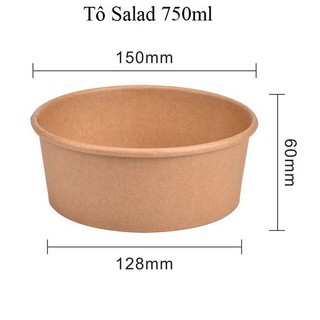  10 Tô giấy kraft Salad 750ml - 1000ml có nắp 