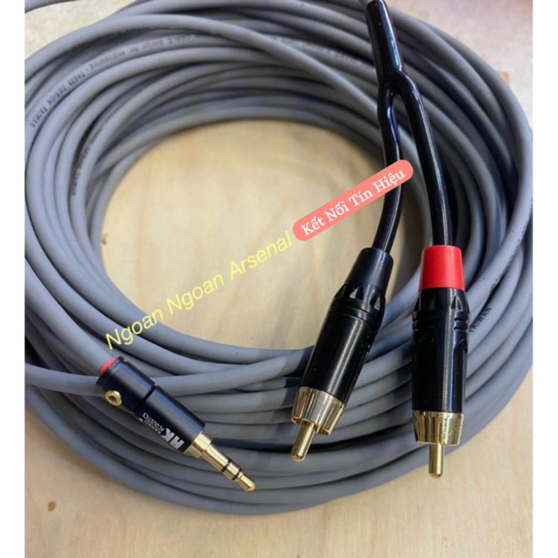 Dây âm thanh 3,5 ra 2 AV rca 1m đến 10m (dây 3.5 ra 2 hoa sen). Dây Âm Thanh 3.5mm 2 rca. Dây Audio 