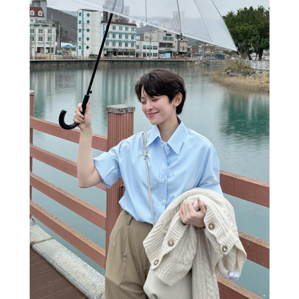 Áo sơ mi nữ pastel GILLEE sơ mi dáng oversized, sơ mi form rộng vải kate Mỹ tone màu pastel chống nhăn, thấm hút FAS293 | BigBuy360 - bigbuy360.vn