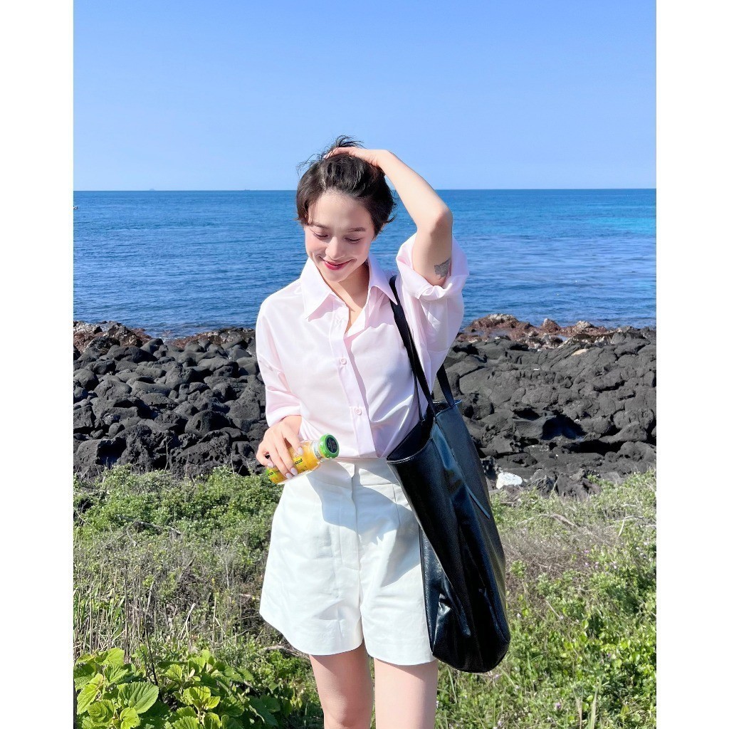 Áo sơ mi nữ pastel GILLEE sơ mi dáng oversized, sơ mi form rộng vải kate Mỹ tone màu pastel chống nhăn, thấm hút FAS293 | BigBuy360 - bigbuy360.vn