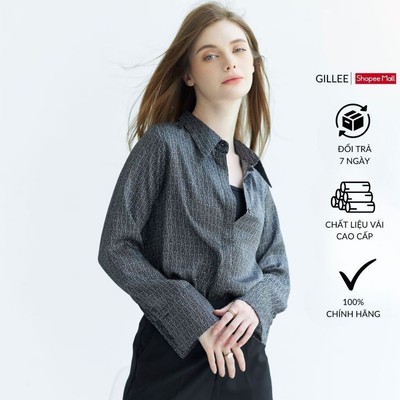Áo sơ mi họa tiết nữ GILLEE sơ mi form rộng tay dài loe vải lụa satin hoạ tiết cao cấp FAS276