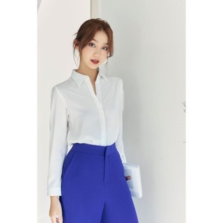 Áo Sơ Mi Trắng Nữ GILLEE Lụa Ngọc Trai Kiểu Basic Công Sở FAS216
