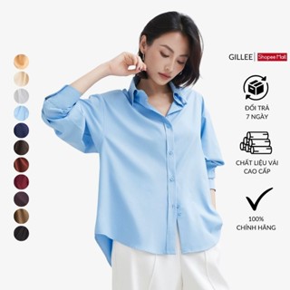 Áo sơ mi nữ dài tay GILLEE dáng oversized, sơ mi form rộng nhiều màu công sở vải kate Mỹ chống nhăn FAS291