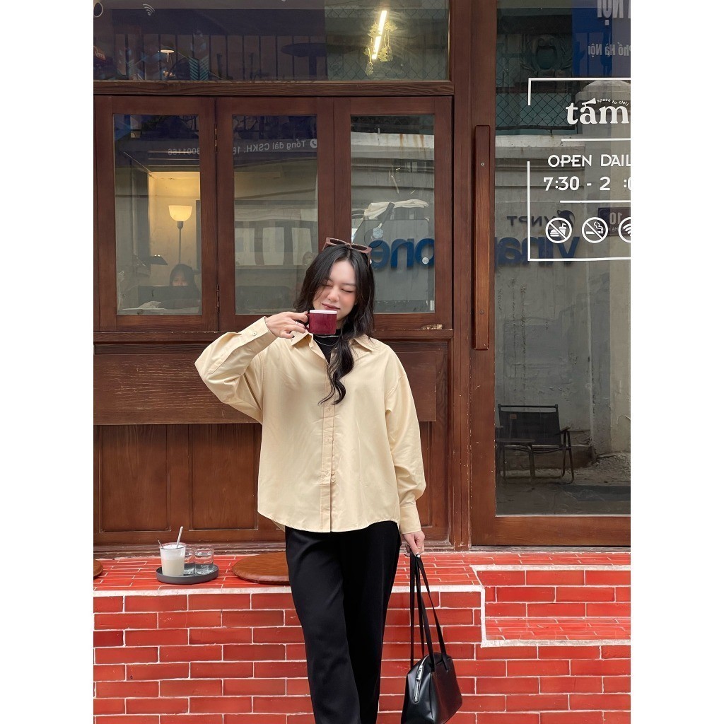 Áo sơ mi nữ dài tay GILLEE dáng oversized, sơ mi form rộng nhiều màu công sở vải kate Mỹ chống nhăn FAS291 | BigBuy360 - bigbuy360.vn