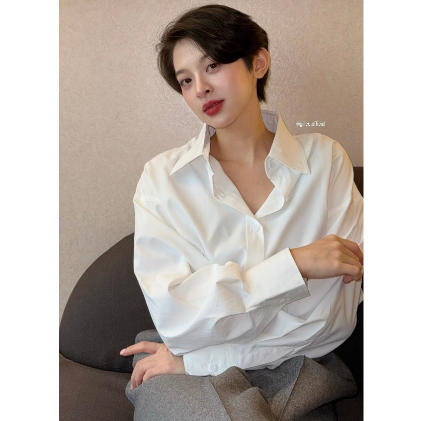 Áo sơ mi nữ dài tay GILLEE dáng oversized, sơ mi form rộng nhiều màu công sở vải kate Mỹ chống nhăn FAS291 | BigBuy360 - bigbuy360.vn