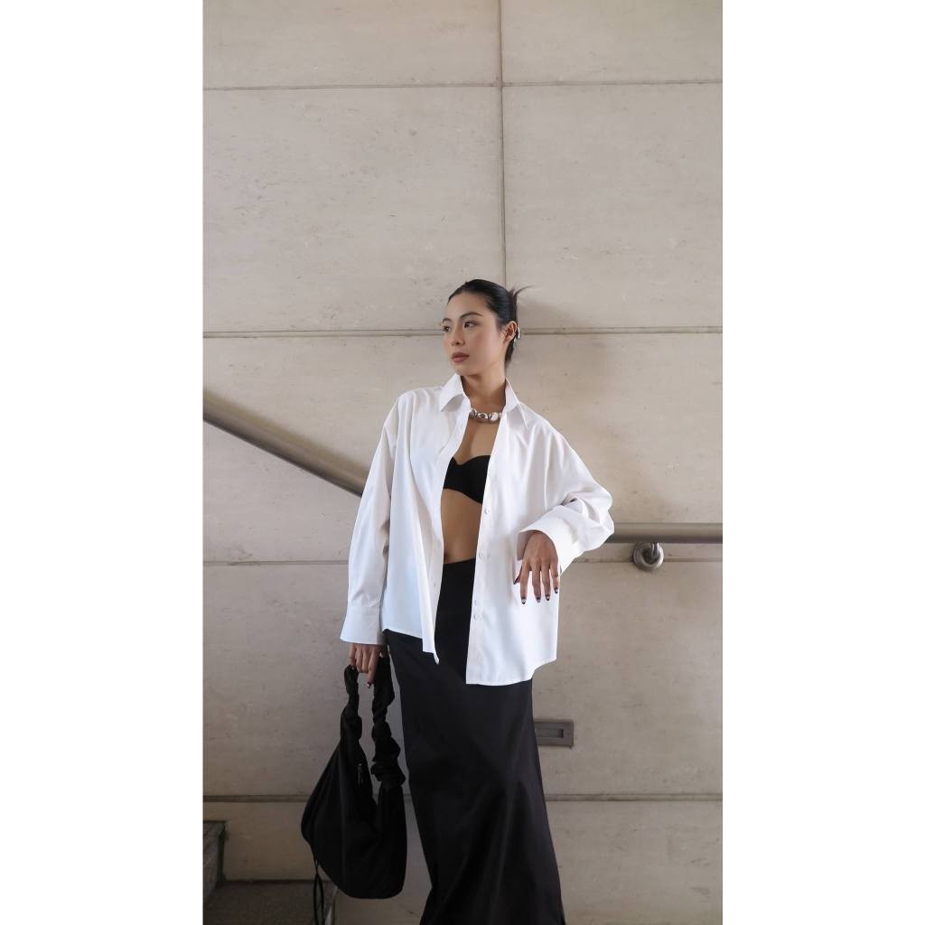 Áo sơ mi trắng nữ GILLEE dáng oversized, sơ mi form rộng vải kate Mỹ thanh lịch FAS291 | BigBuy360 - bigbuy360.vn