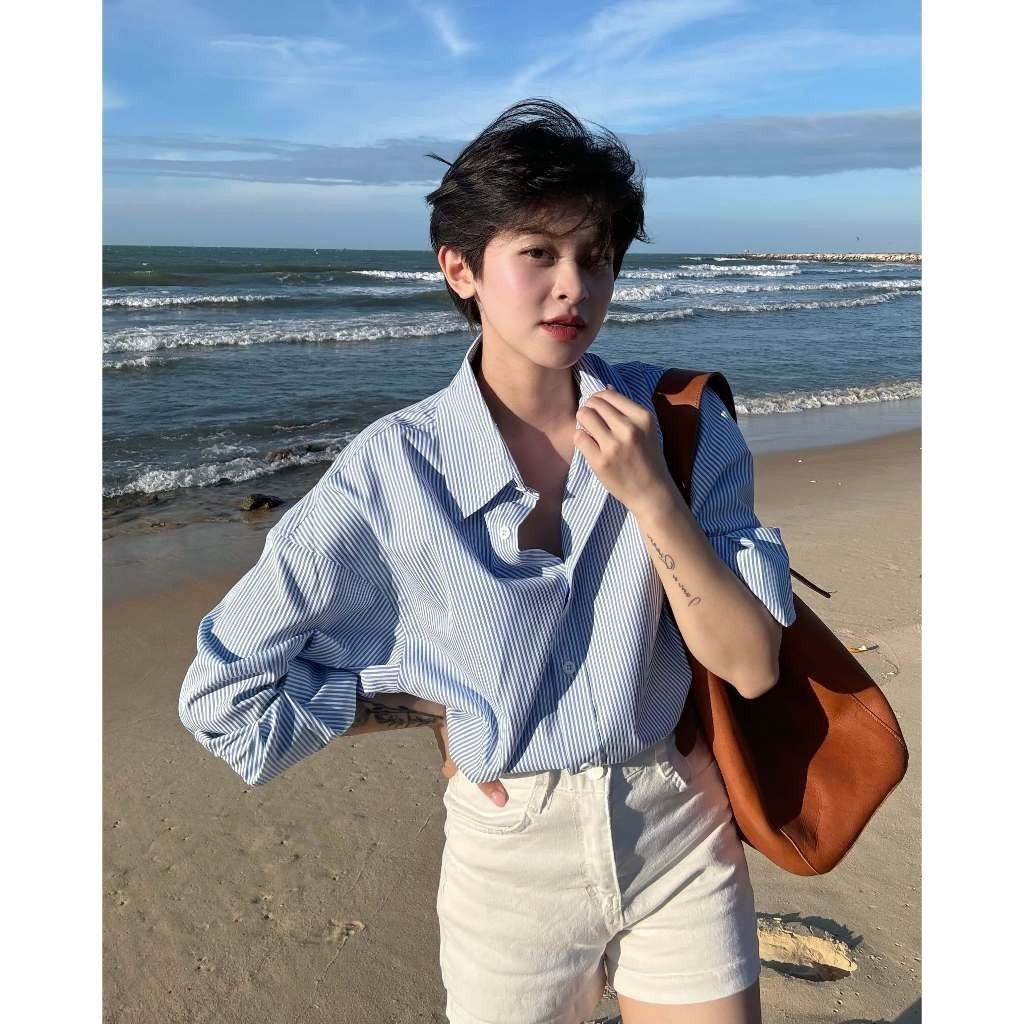 Áo sơ mi nữ tay dài GILLEE sơ mi kẻ sọc oversized nhiều màu, sơ mi form rộng cao cấp chống nhăn FAS292 | BigBuy360 - bigbuy360.vn