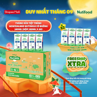  Thùng Sữa Tiệt Trùng New Zealand NutiMilk Có Đường 180ml (Hộp 180ml x 48)