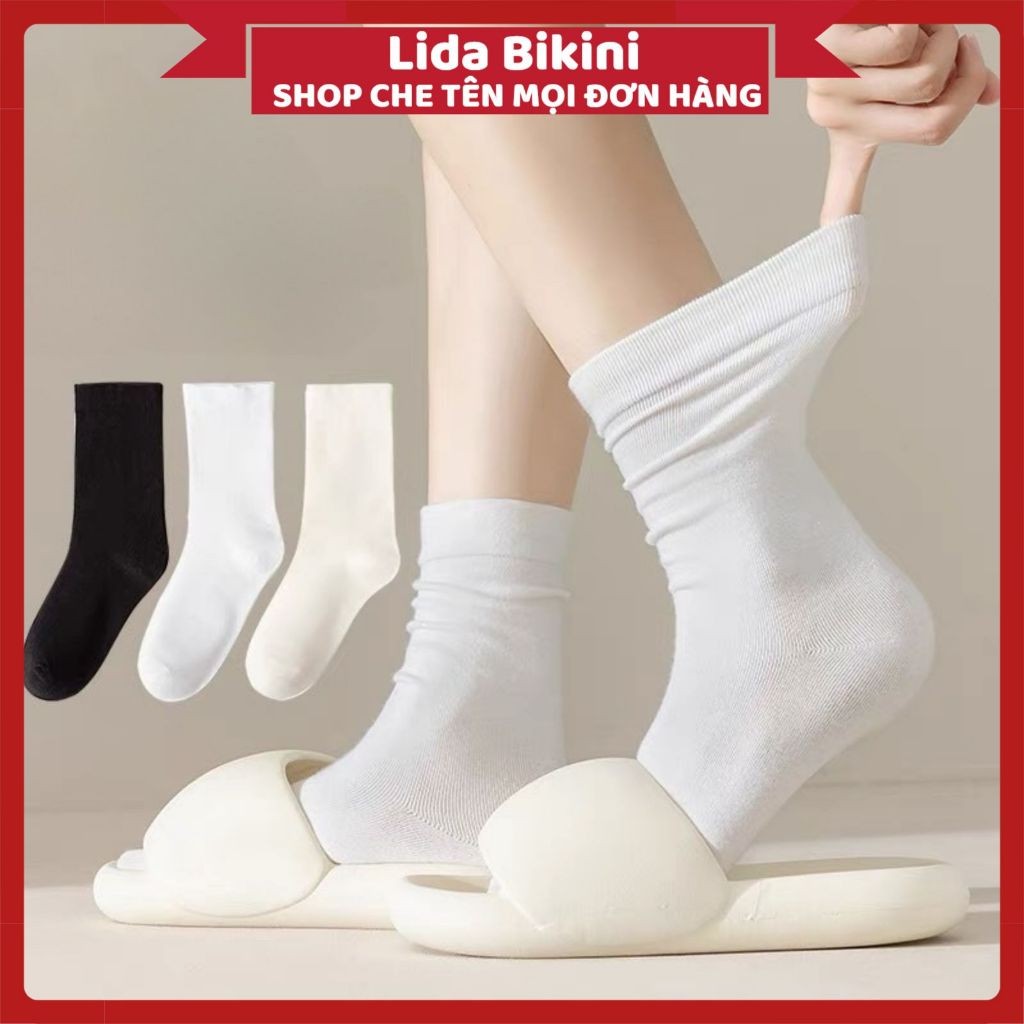 Tất Nữ Cao Cổ, Tất Nam Nữ Cổ Cao Phong Cách Hàn Quốc Chất Cotton Thoáng Mát LIDA Mã T08