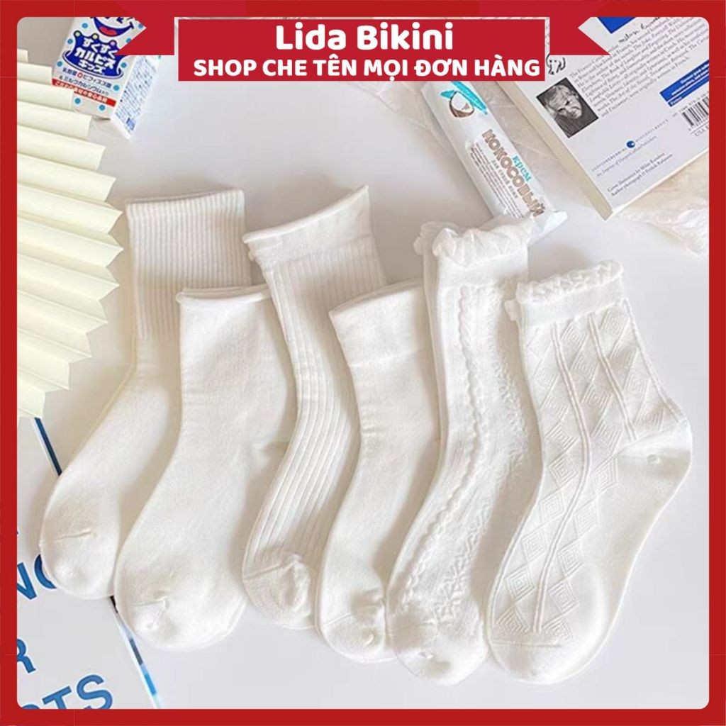 Tất Nữ Cao Cổ,  Tất Nữ Cổ Cao Chất Cotton Hàn Quốc Thiết Kế Dệt Kim Trắng Tinh MÃ T16