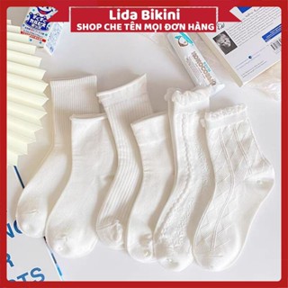Tất Nữ Cao Cổ,  Tất Nữ Cổ Cao Chất Cotton Hàn Quốc Thiết Kế Dệt Kim Trắng Tinh MÃ T16