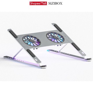  Sizibox | Giá Đỡ LAPTOP Nhôm Gấp Gọn Đế Tản Nhiệt Máy Tính 11-17 Inch 2 Quạt LED Chạy Mạnh P11F 