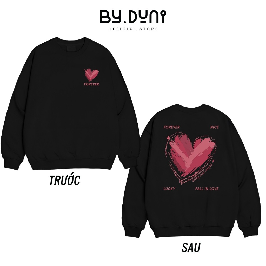 Áo Sweater cặp đôi nam nữ form rộng, áo cặp bạn thân unisex vải nỉ cotton mẫu FALL IN LOVE  UT