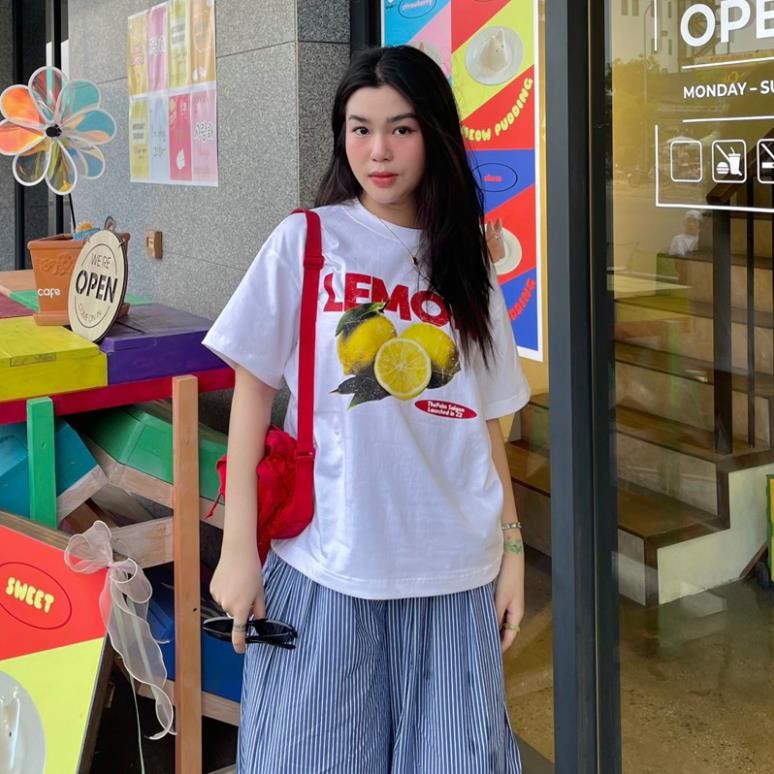 Áo Thun Trắng "Chanh" Form unisex chất cotton thoáng mát, thấm hút mồ hôi UT