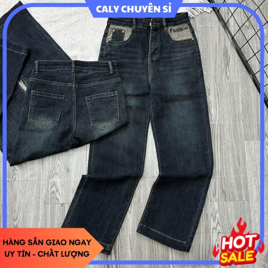   BIGSIZE80KG  4200 Quần Jean Nữ Ống Đứng Cạp Cao Co Giãn Túi Thêu Fashion,Quần bò nữ quảng châu HOT CHUYÊN SỈ 
