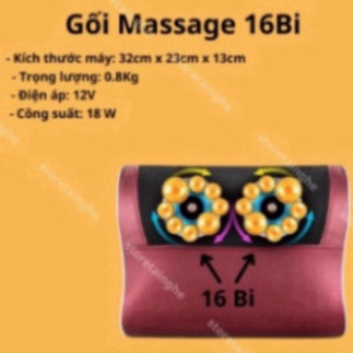 Gối Massage Cổ Vai Gáy Hồng Ngoại (loại 1 ) - Máy Massage 20 bi cao cấp thế hệ mới SALE