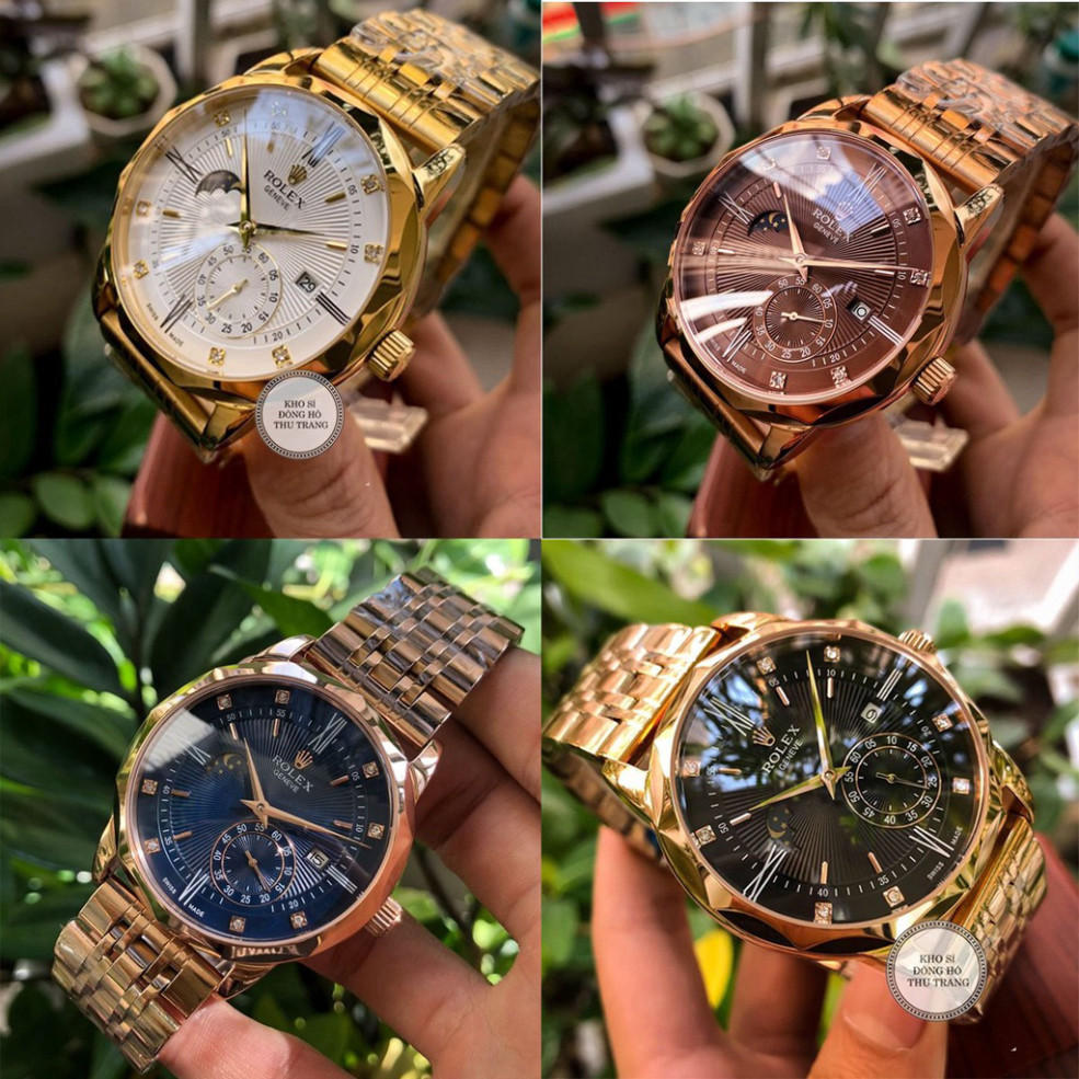 Đồng hồ Nam Rolex đồng hồ cơ Automatic máy nhật mẫu 3 kim mặt số đính đá size 40mm-41mm