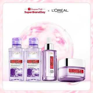 Bộ Serum, Kem dưỡng & Tẩy trang siêu cấp ẩm, giảm nếp nhăn L'Oreal Paris Revitalift HA