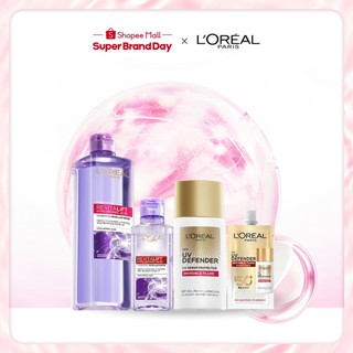 Bộ 2 Nước tẩy trang siêu cấp ẩm, giảm nếp nhăn L'Oreal Paris & Kem chống nắng x20 thoáng da mỏng nhẹ UV Defender SPF 50+