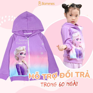 Áo khoác bé gái hình Elsa bông tuyết BOMINES, chất da cá cotton cho bé từ 3 -12 tuổi khoảng 12 - 44kg AKBGELSATIM