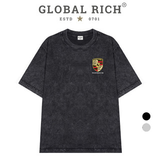 Áo Thun Wash Global Rich Premium Tee Logo Left Porsche Luxury Car
