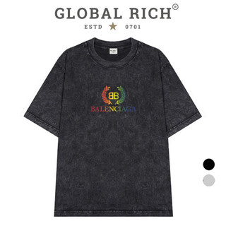 Áo Thun Wash Global Rich Premium Balenciaga BB Logo Rainbow