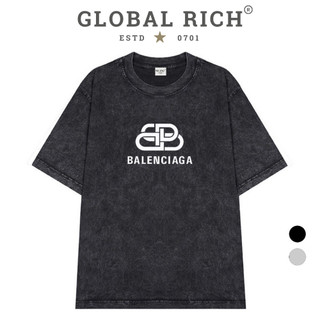 Áo Thun Wash Global Rich Premium Balenciaga BB Logo