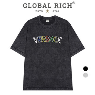 Áo Thun Wash Global Rich Premium Tee Versace Logo Cropped