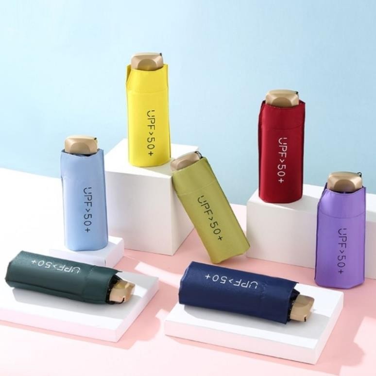 Dù gấp gọn mini, ô mini bỏ túi, dù che nắng mưa chống tia UV SPF50+ cán dẹp kèm túi đựng thời trang