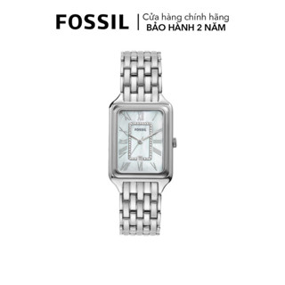  Đồng hồ nữ Fossil Raquel ES5306 mặt chữ nhật xà cừ 26MM dây kim loại màu bạc 