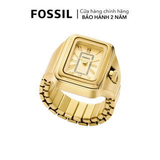  Nhẫn đồng hồ nữ Fossil RAQUEL WATCH RING ES5343 mặt chữ nhật 14MM dây thép không gỉ màu vàng 