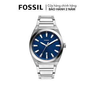  Đồng hồ nam Fossil Everett dây kim loại mặt màu xanh 42 MM xem ngày màu bạc FS5822 