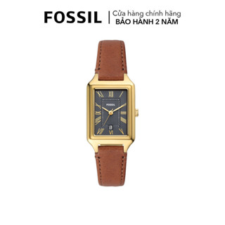 Đồng hồ nữ Fossil Raquel dây da thật màu nâu, mặt chữ nhật xám than 23 MM, ES5303