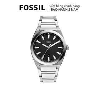  Đồng hồ nam Fossil Everett dây kim loại xem ngày mặt đen 42 MM màu bạc FS5821 