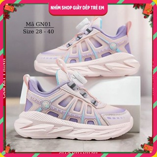 Giày bé gái đi học chạy bộ thể thao êm nhẹ cao cấp có núm vặn khóa xoáy thông minh cho trẻ em học sinh 4 - 15 tuổi GN01