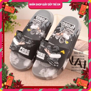  Dép bé trai đi trong nhà quai ngang êm nhẹ cao cấp phù hợp cho trẻ em 5 6 7 8 9 10 11 12 tuổi màu đen xanh cá tính D51 