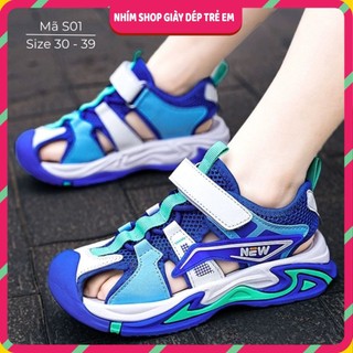  Sandal bít mũi bé trai 5 - 12 tuổi dáng thể thao êm nhẹ đi học đi biển mùa hè phong cách Châu Âu  Dép rọ NHÍM SHOP S01 