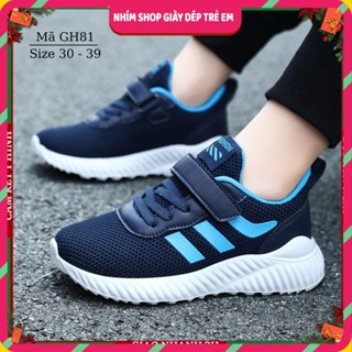 Giày thể thao bé trai 5 – 12 tuổi siêu nhẹ êm chân Xanh Đen thời trang mang đi học chạy bộ chơi bóng rổ phong cách GH81