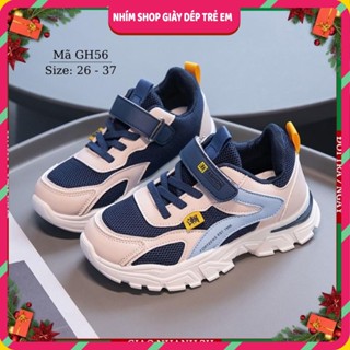 Giày bé trai thể thao trẻ em 3 - 12 tuổi xanh đen thời trang quai dán tiện dụng êm nhẹ phù hợp đi học, đi chơi GH56