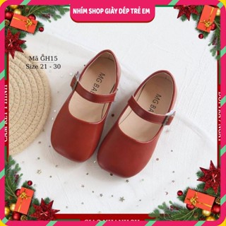 Giày bé gái - Giày búp bê cho bé gái bệt màu đỏ da mềm chính hãng MGBaby 1 - 5 tuổi mặc áo dài váy đầm diện Tết GH96