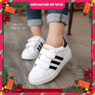 Giày thể thao bé trai Giầy Trẻ Em 3 sọc đen trắng 1 - 10 tuổi êm nhẹ năng động đi học đi chơi NHÍM SHOP GT1