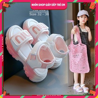  Dép sandal bé gái 6 - 12 tuổi quai ngang độn đế hồng tím thời trang năng động cá tính NHÍM SHOP S02 
