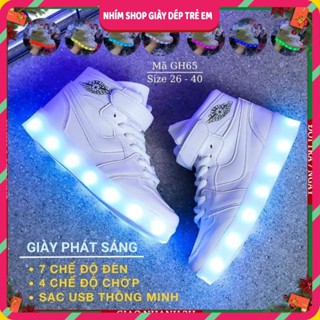 Giày phát sáng có đèn LED cổ cao sạc USB thông minh phù hợp cho bé trai bé gái chơi noel diện tết, nhảy Dance sport GH65