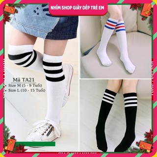  Tất trắng đen cổ cao dài đến đầu gối chân cho bé gái 4 - 12 tuổi thời trang phong cách Hàn Quốc Vớ nữ sinh đi học TA21 