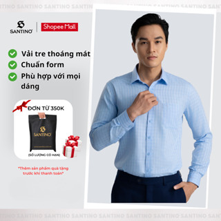 Áo Sơ Mi Dài Tay Nam SANTINO Kẻ Cao Cấp, Sợi Tre, Phom Slim Fit Công Sở, Lịch Lãm, Sang Trọng 675