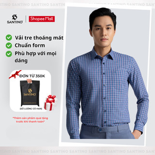 Áo Sơ Mi Nam Dài Tay SANTINO Kẻ cao cấp, Vải Sợi Tre Có Túi Ngực, Phom Slim Chuẩn Công Sở, Lịch Lãm 679